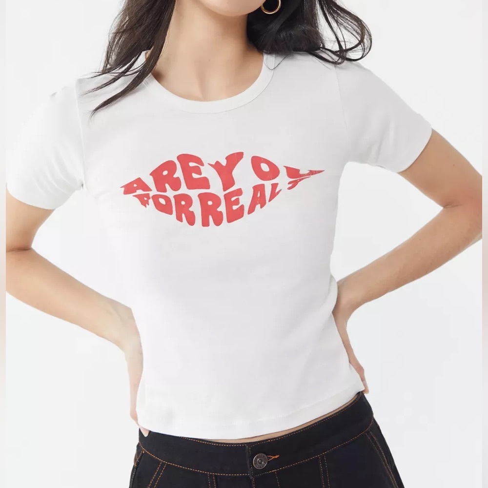 Urban Outfitters White Tee with Red Graphic